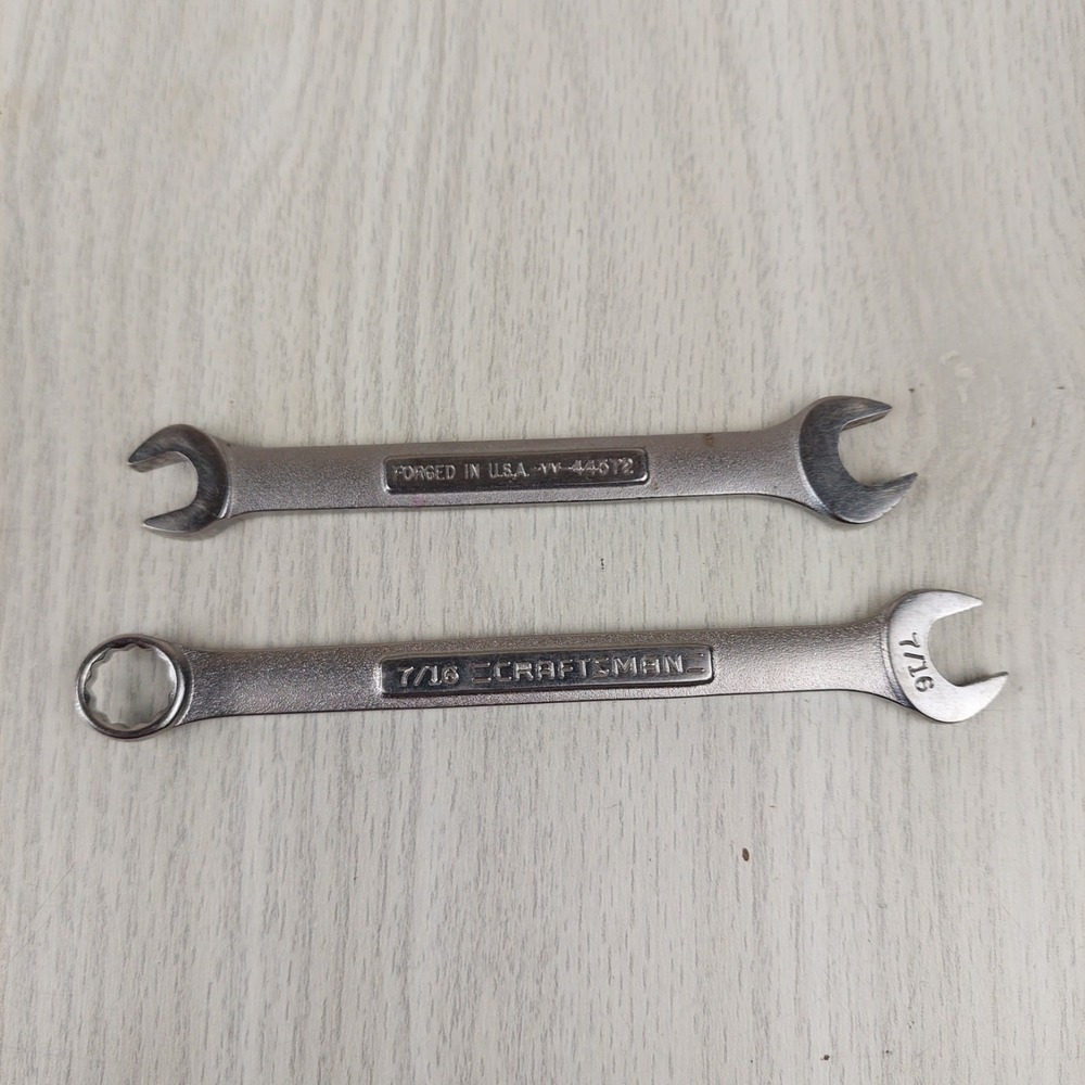 Craftsman‎ Open End Wrench SAE 3/8 7/16 Forged USA VV 44572 Silver Tool